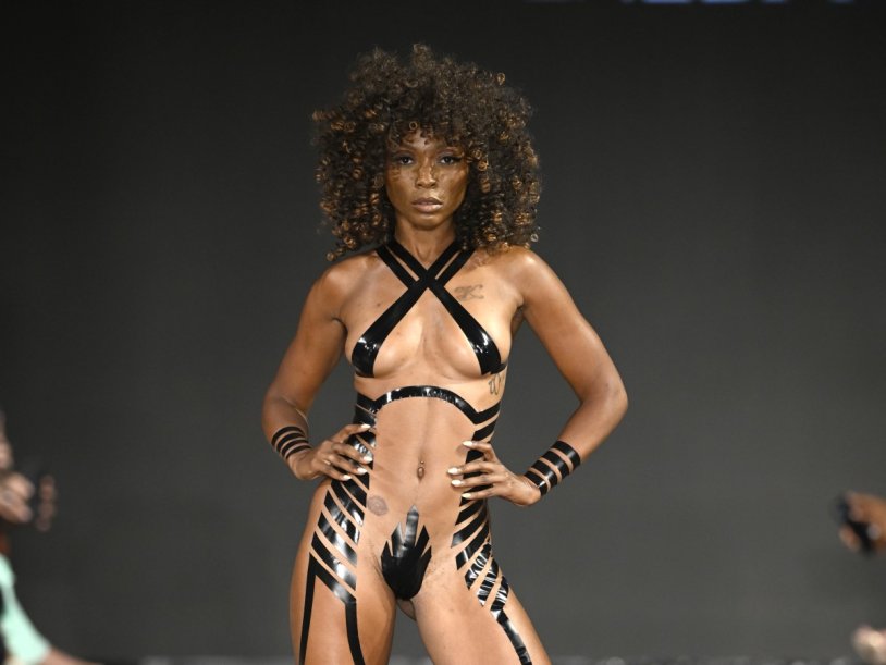 The most open swimsuit from adhesive tape