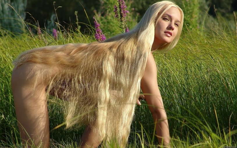 Blonde with long hair nude