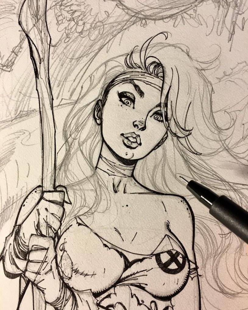 Scott Campbell drawings with a pencil