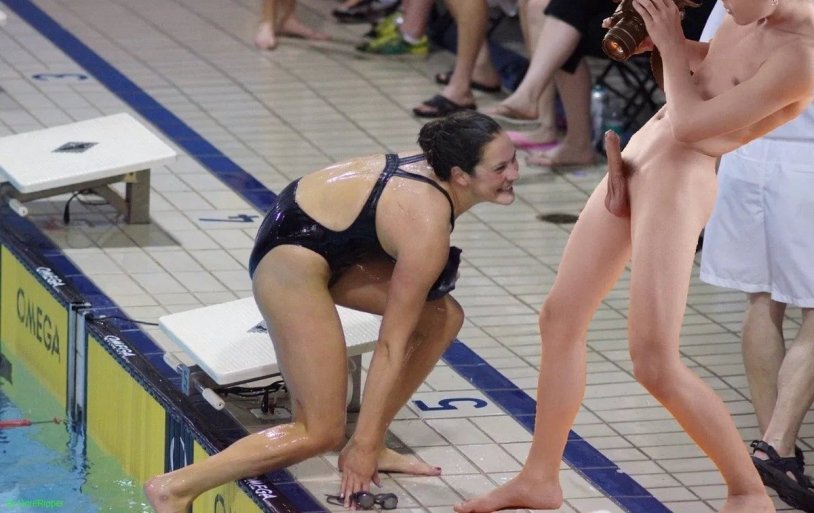 Naked in a public basin